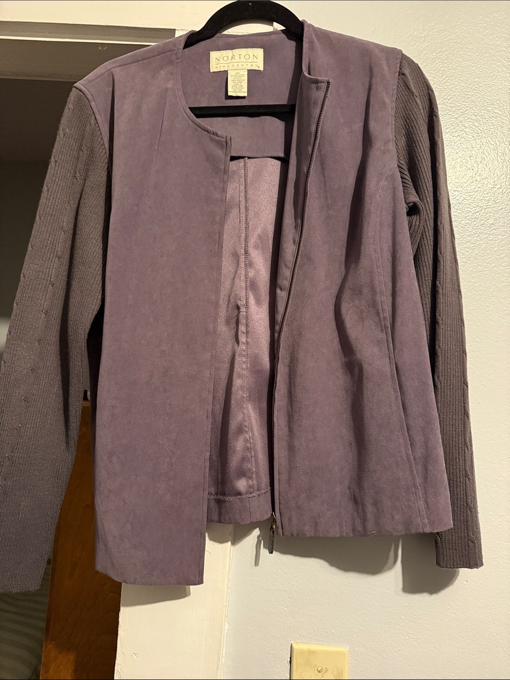 Norton McNaughton Plum Suede and Knit Zip Jacket